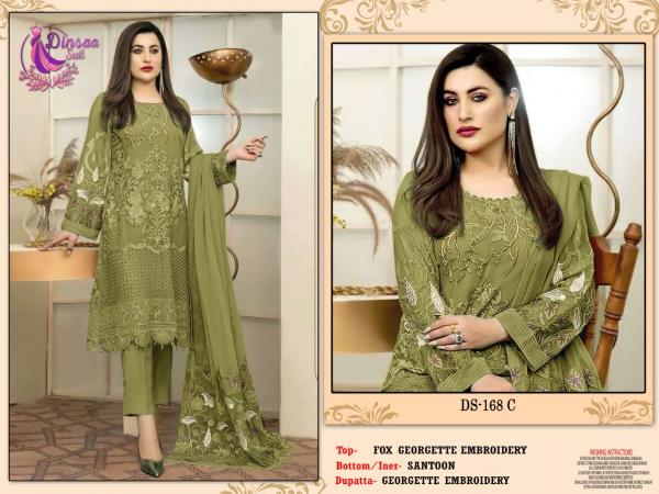 Dinsaa 168 Embroidery Georgette Pakistani Suit Collection